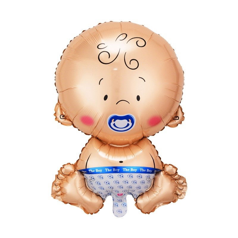 Balon din Folie Metalizata, Flippy, Figurina Baietel, Tema Botez, 73x48 cm, Ambalaj Individual, Pai Inclus, Umflare cu Aer sau Heliu, Albastru [1]