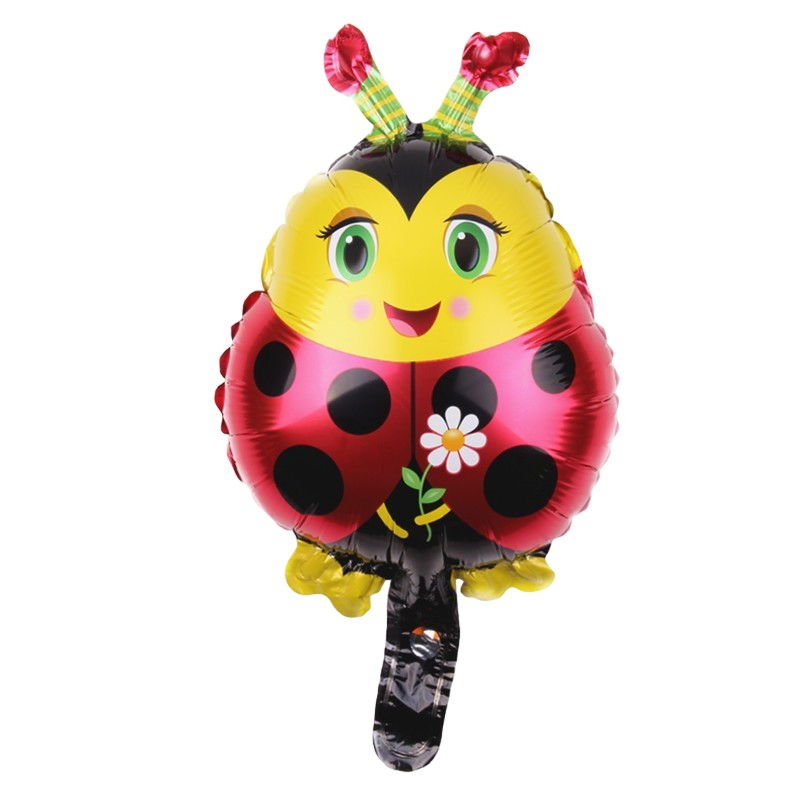 Balon din Folie Metalizata, Flippy, Figurina Buburuza, Tema Animalute, 30 cm, Ambalaj Individual, Pai Inclus, Umflare cu Aer sau Heliu, Albastru [1]