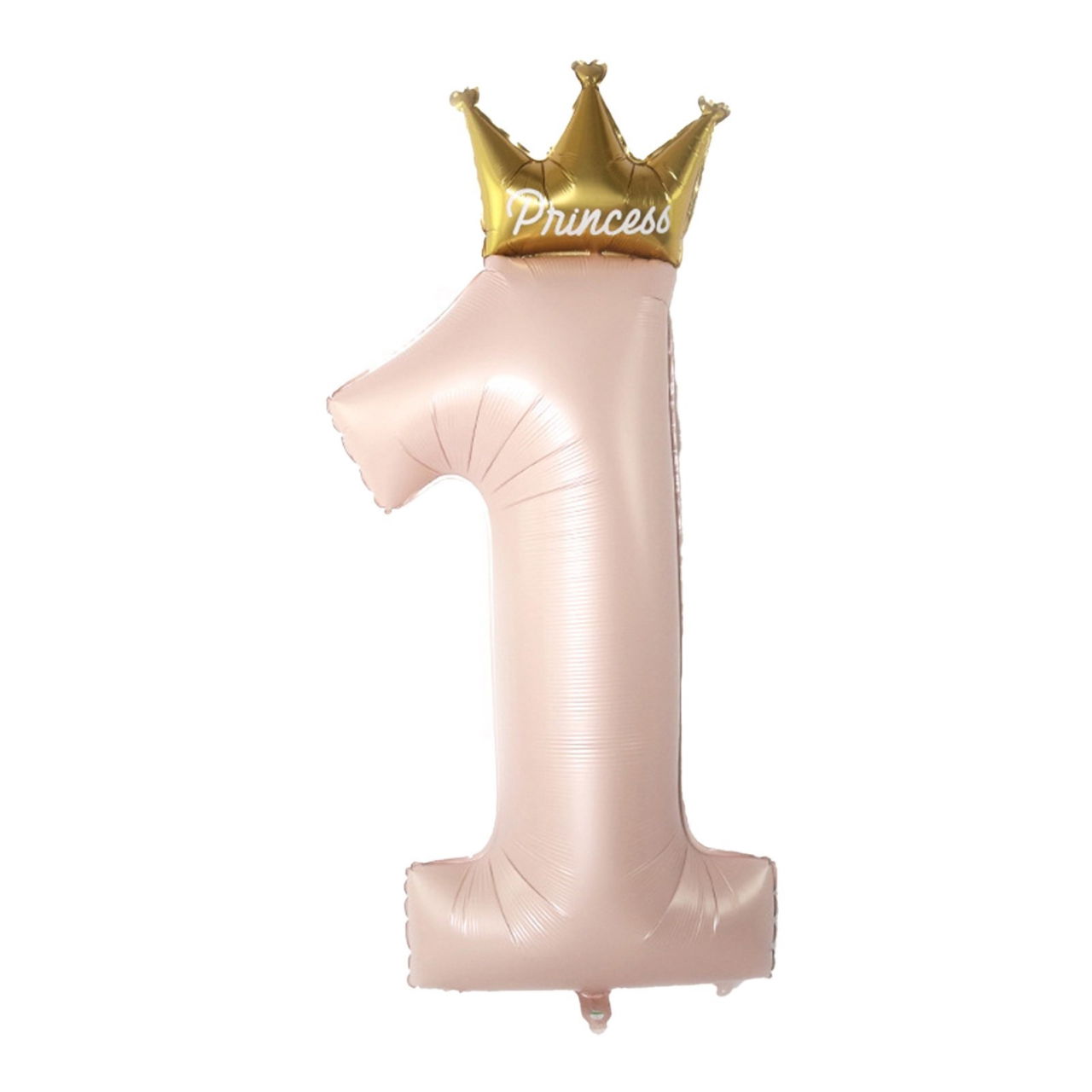 Balon din Folie Metalizata, Flippy, Figurina Cifra 1, Model Coroana Printesa, 91 cm, Ambalaj Individual, Pai inclus, Umflare cu Aer sau Heliu, Roz [1]