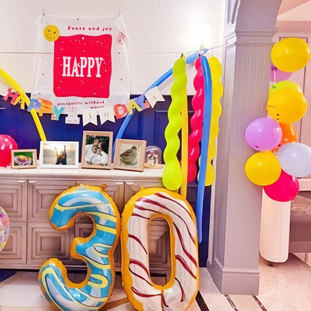 Balon din Folie Metalizata Flippy, Figurina Cifra, Imprimeu Gogosi, Tema Aniversare 100 cm, Ambalaj Individual, Pai inclus, Umflare cu Aer sau Heliu, Multicolor, Cifra 0 [7]