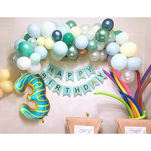 Balon din Folie Metalizata Flippy, Figurina Cifra, Imprimeu Gogosi, Tema Aniversare 100 cm, Ambalaj Individual, Pai inclus, Umflare cu Aer sau Heliu, Multicolor, Cifra 3 [7]