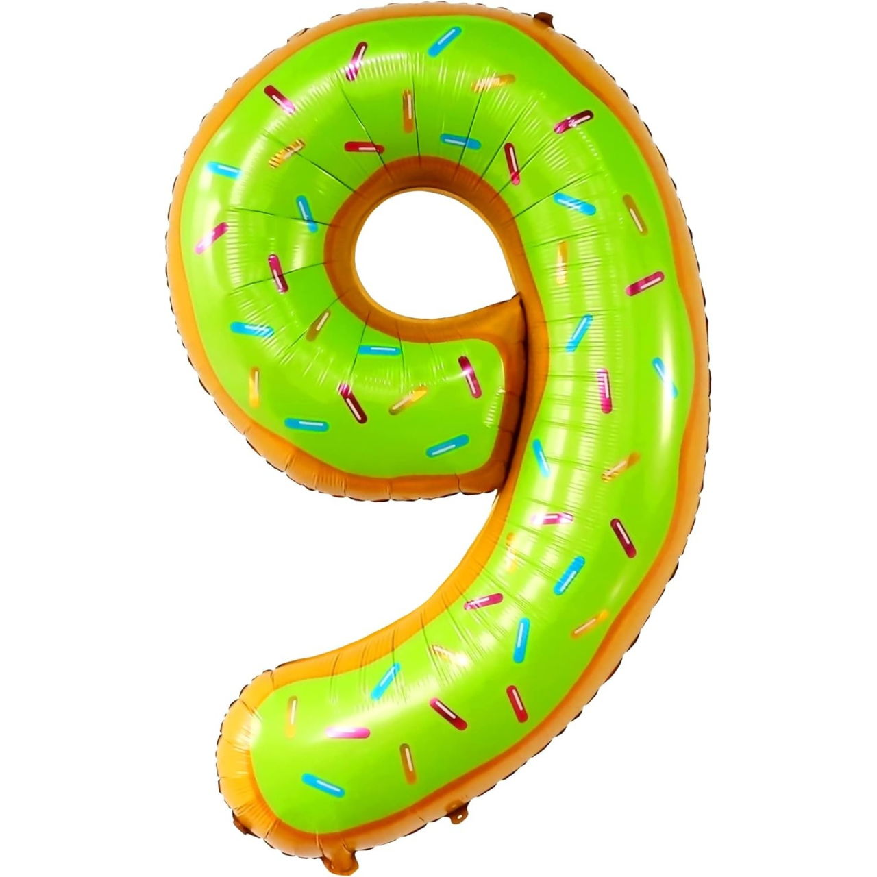 Balon din Folie Metalizata Flippy, Figurina Cifra, Imprimeu Gogosi, Tema Aniversare 100 cm, Ambalaj Individual, Pai inclus, Umflare cu Aer sau Heliu, Multicolor, Cifra 9 [1]