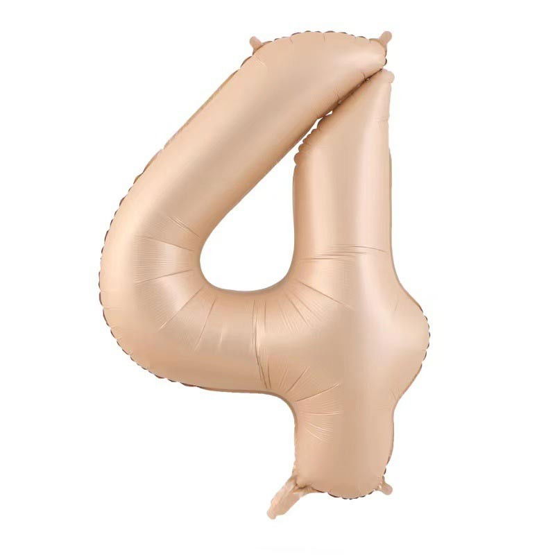 Balon din Folie Metalizata, Flippy, Figurina Cifra, Model 4, Tema Aniversare 100 cm, Ambalaj Individual, Pai Inclus, Umflare cu Aer sau Heliu, Crem [1]