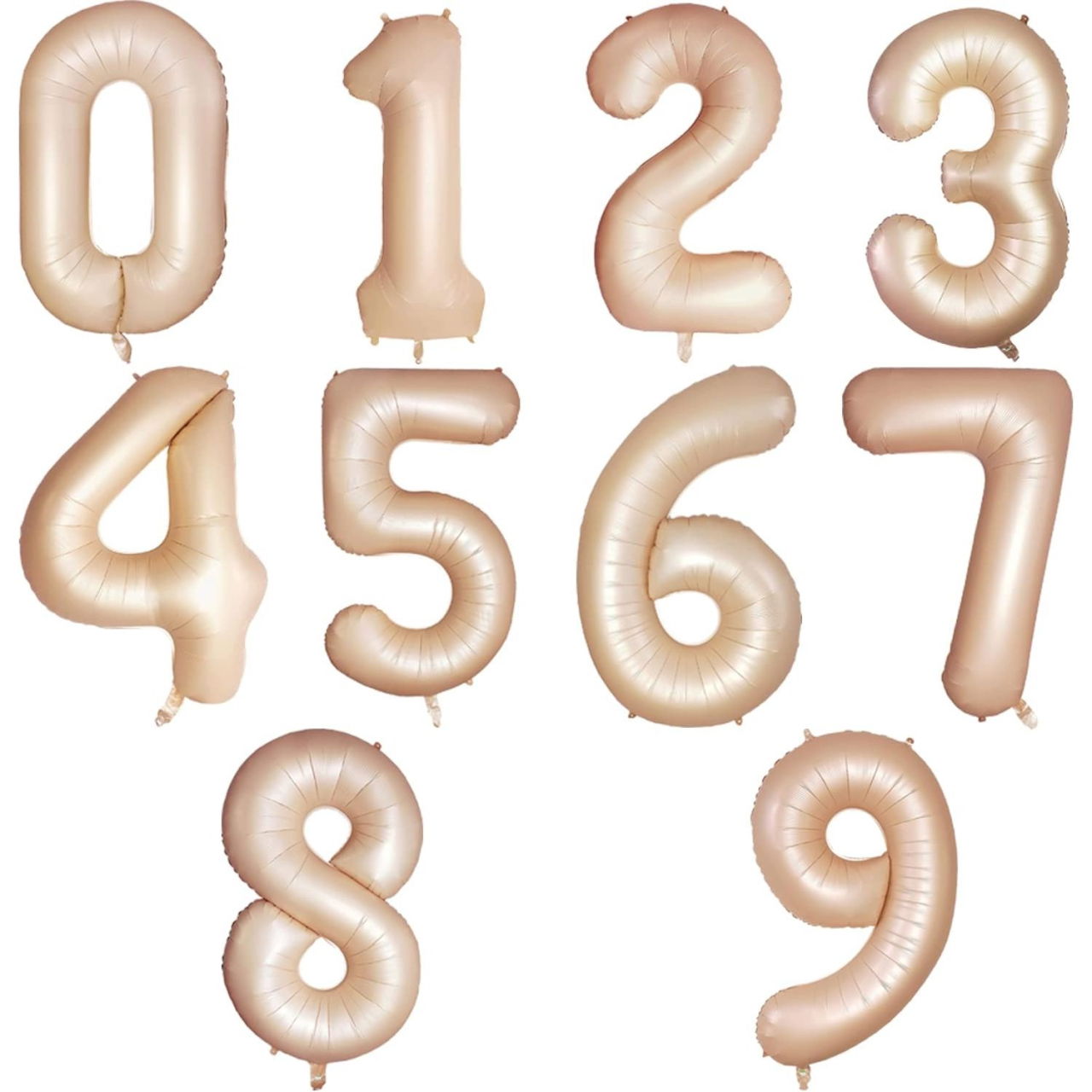 Balon din Folie Metalizata, Flippy, Figurina Cifra, Model 4, Tema Aniversare 100 cm, Ambalaj Individual, Pai Inclus, Umflare cu Aer sau Heliu, Crem [4]