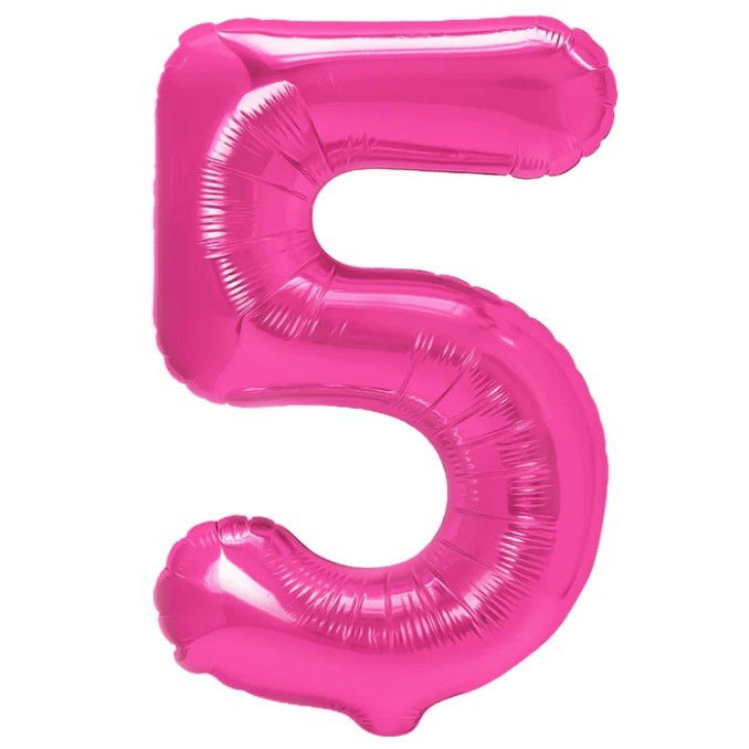 Balon din Folie Metalizata, Flippy, Figurina Cifra, Model 5, Tema Aniversare 100 cm, Ambalaj Individual, Pai Inclus, Umflare cu Aer sau Heliu, Roz [3]
