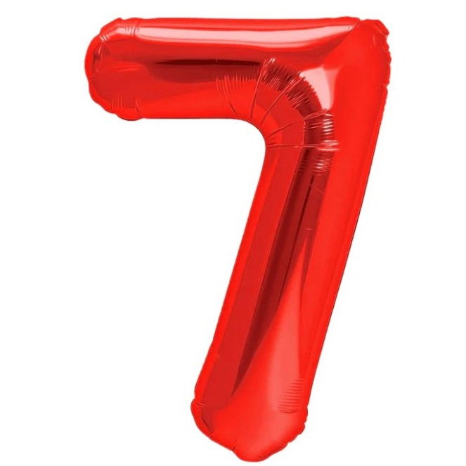 Balon din Folie Metalizata, Flippy, Figurina Cifra, Model 7, Tema Aniversare 40 cm, Ambalaj Individual, Pai Inclus, Umflare cu Aer sau Heliu, Rosu [1]