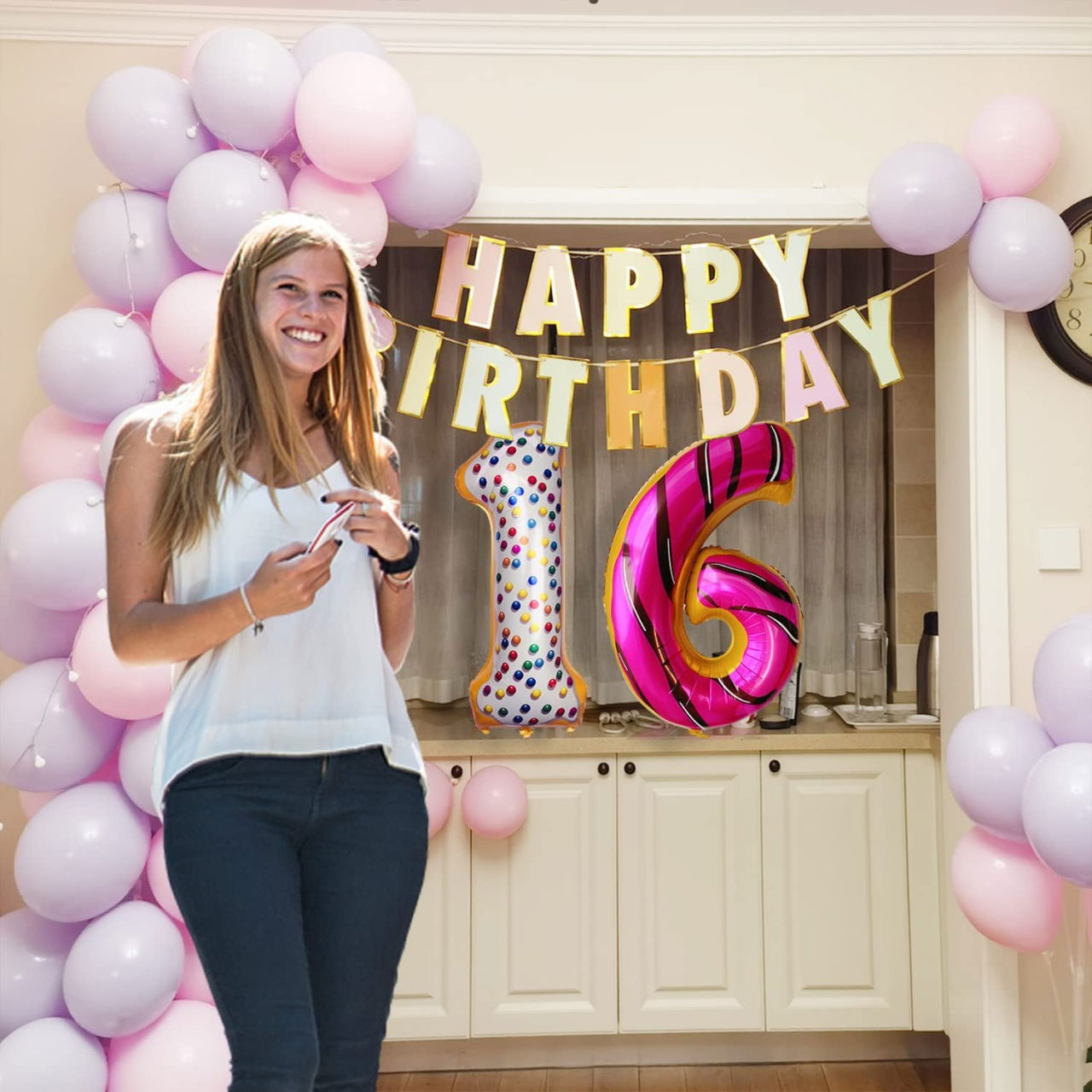 Balon din Folie Metalizata Flippy, Figurina Cifra, Model Candy, Tema Aniversare 100 cm, Ambalaj Individual, Pai inclus, Umflare cu Aer sau Heliu, Multicolor, Cifra 1 [10]