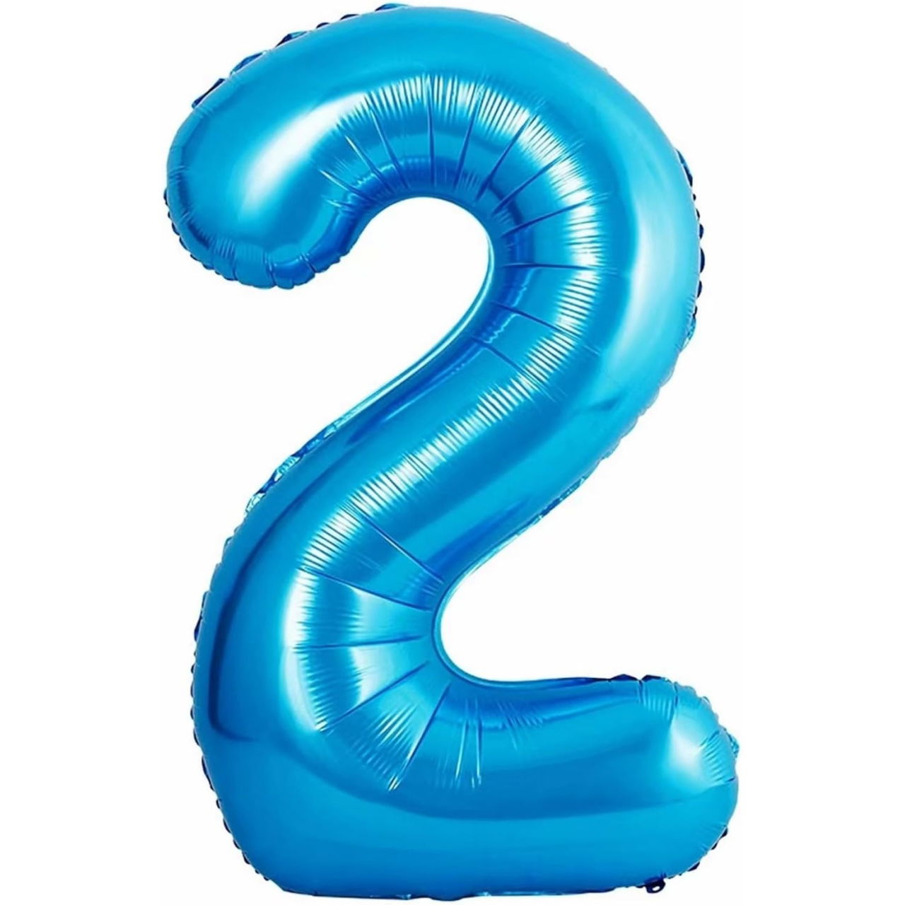Balon din Folie Metalizata Flippy, Figurina Cifra si Coroana, Tema Aniversare 100 cm, Ambalaj Individual, Pai inclus, Umflare cu Aer sau Heliu, Albastru, Cifra 2 [2]