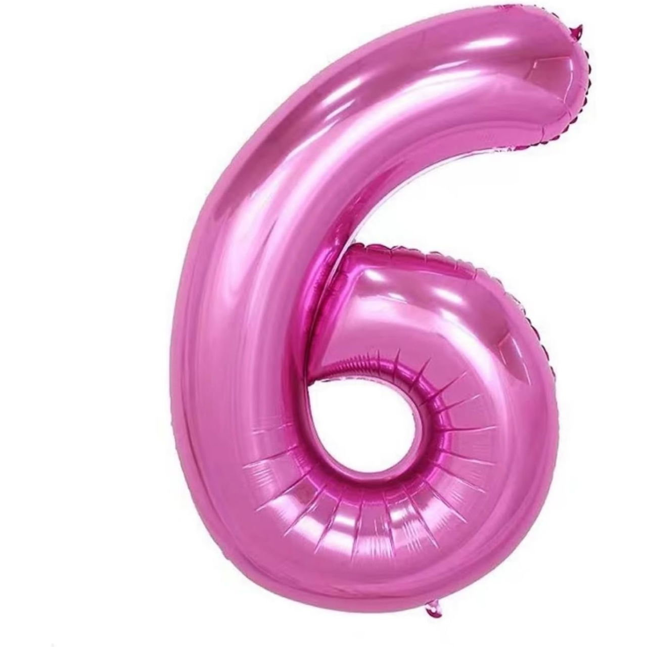 Balon din Folie Metalizata Flippy, Figurina Cifra si Coroana, Tema Aniversare 100 cm, Ambalaj Individual, Pai inclus, Umflare cu Aer sau Heliu, Roz, Cifra 6 [3]