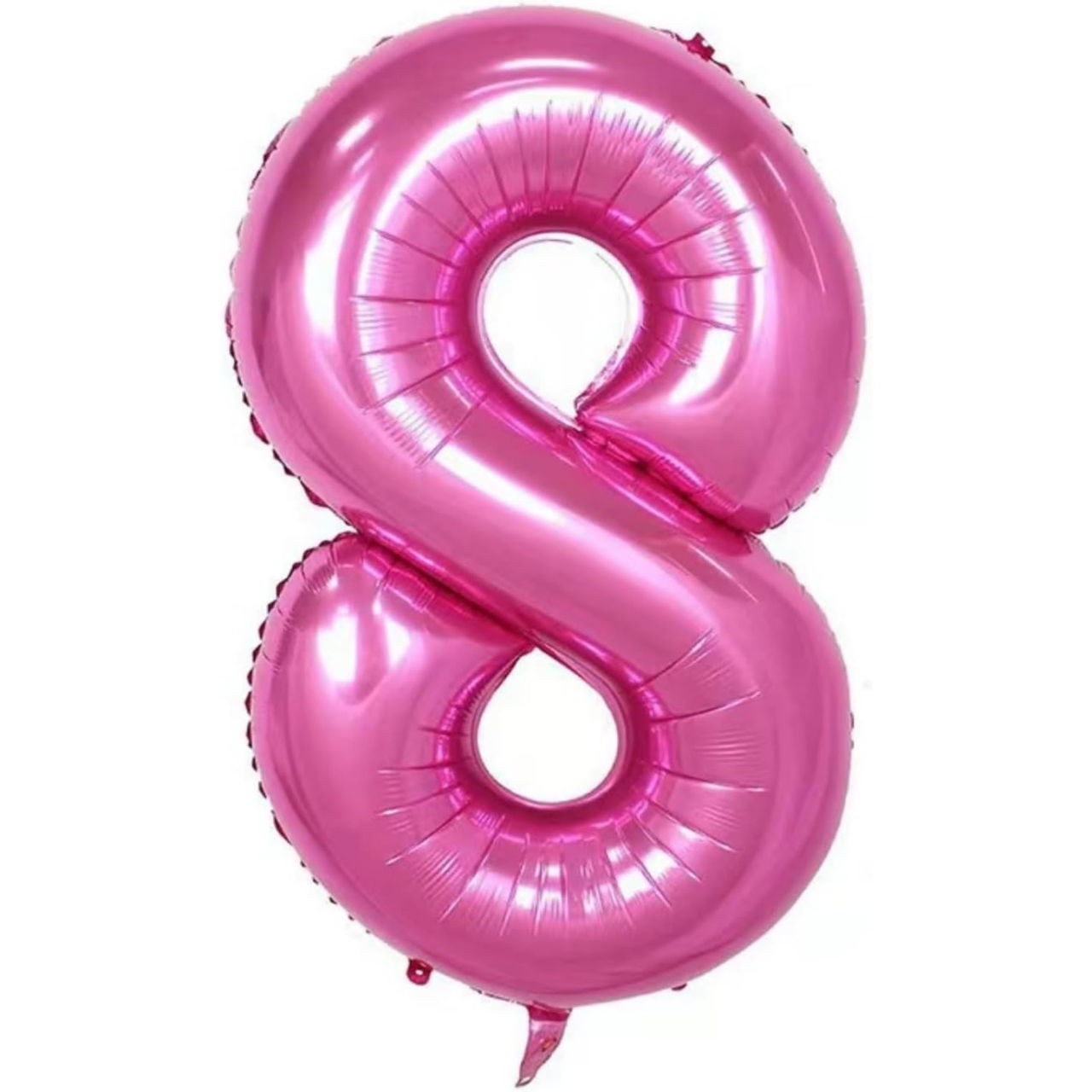 Balon din Folie Metalizata Flippy, Figurina Cifra si Coroana, Tema Aniversare 100 cm, Ambalaj Individual, Pai inclus, Umflare cu Aer sau Heliu, Roz, Cifra 8 [3]