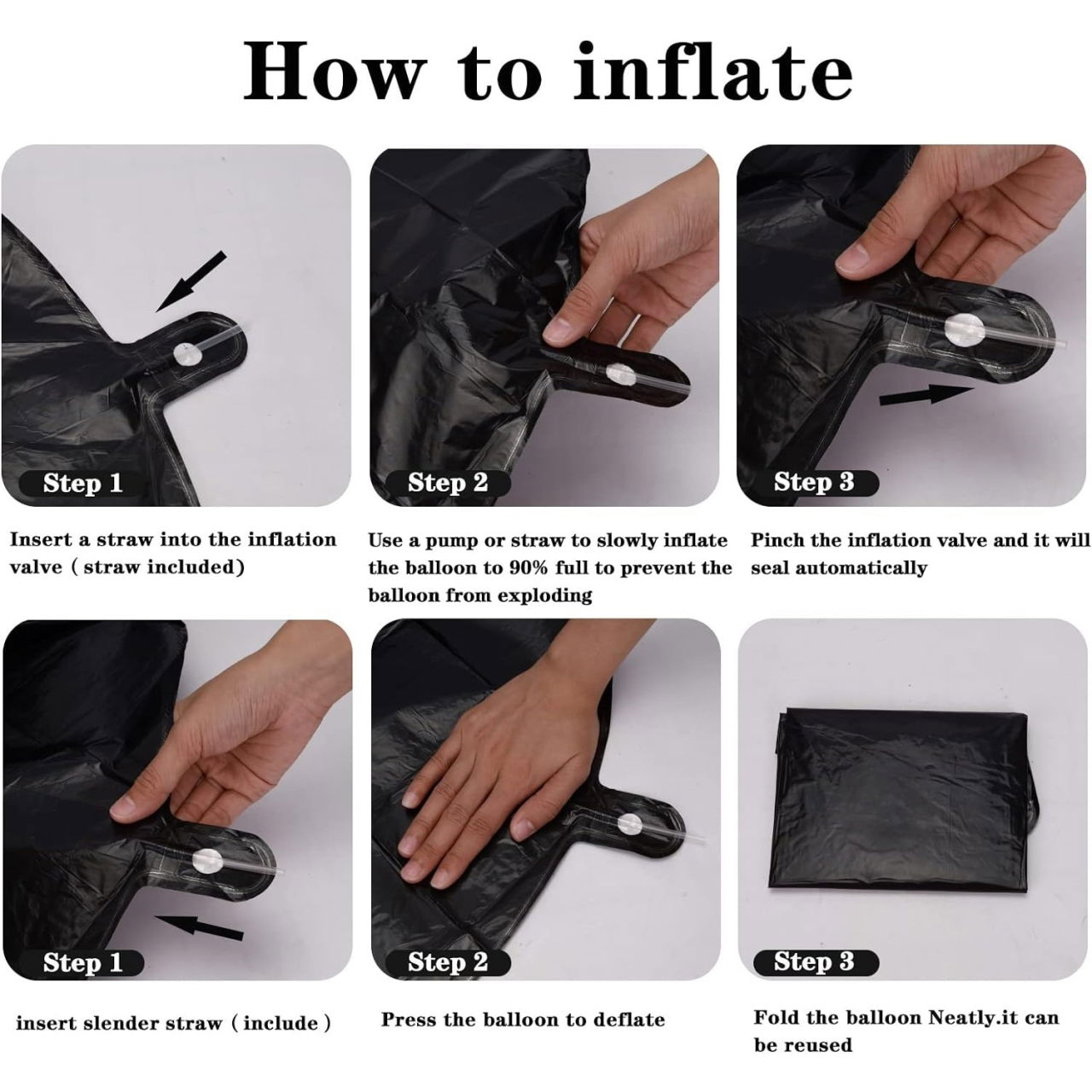 Balon din Folie Metalizata, Flippy, Figurina Cifra, Tema Aniversare 100 cm, Ambalaj Individual, Pai inclus, Umflare cu Aer sau Heliu, Negru, Cifra 6 [8]