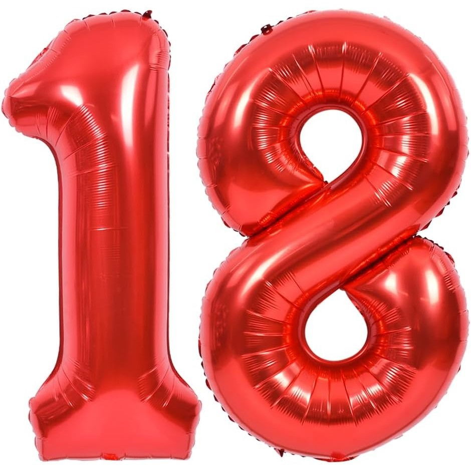 Balon din Folie Metalizata Flippy, Figurina Cifra, Tema Aniversare 100 cm, Ambalaj Individual, Pai inclus, Umflare cu Aer sau Heliu, Rosu, Cifra 8 [2]