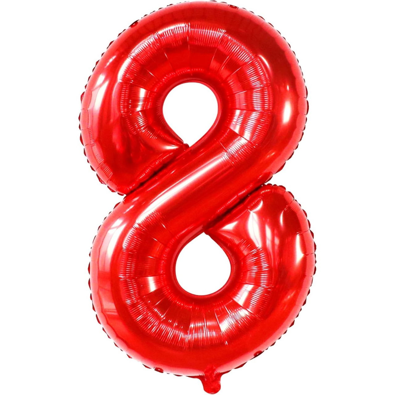 Balon din Folie Metalizata Flippy, Figurina Cifra, Tema Aniversare 100 cm, Ambalaj Individual, Pai inclus, Umflare cu Aer sau Heliu, Rosu, Cifra 8 [1]