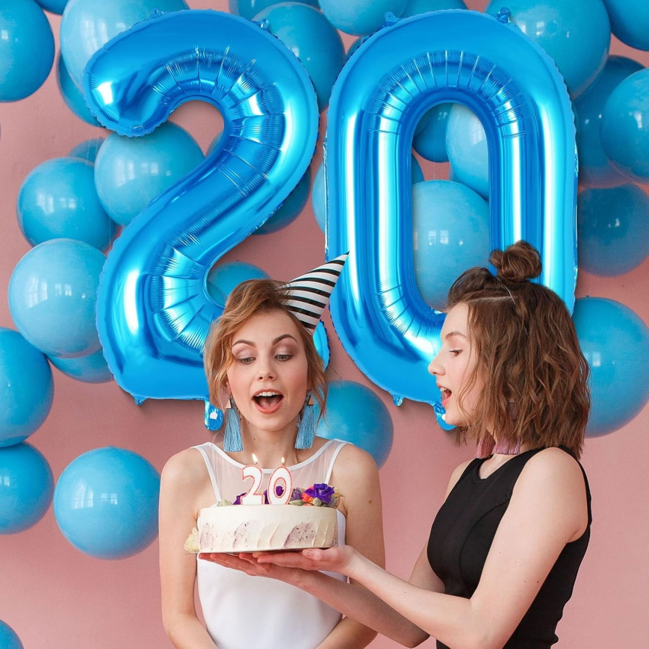 Balon din Folie Metalizata, Flippy, Figurina Cifra, Tema Aniversare 40 cm, Ambalaj Individual, Pai inclus, Umflare cu Aer sau Heliu, Albastru, Cifra 0 [7]