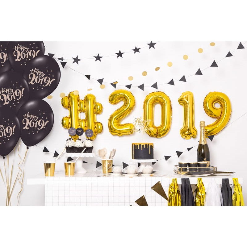 Balon din Folie Metalizata Flippy, Figurina Cifra, Tema Aniversare 40 cm, Ambalaj Individual, Pai inclus, Umflare cu Aer sau Heliu, Auriu, Cifra 0 [3]