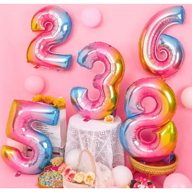 Balon din Folie Metalizata Flippy, Figurina Cifra, Tema Aniversare 40 cm, Ambalaj Individual, Pai inclus, Umflare cu Aer sau Heliu, Multicolor, Cifra 5 [5]