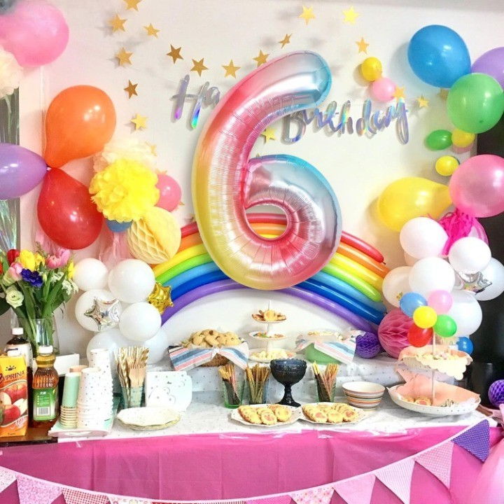 Balon din Folie Metalizata Flippy, Figurina Cifra, Tema Aniversare 40 cm, Ambalaj Individual, Pai inclus, Umflare cu Aer sau Heliu, Multicolor, Cifra 6 [5]