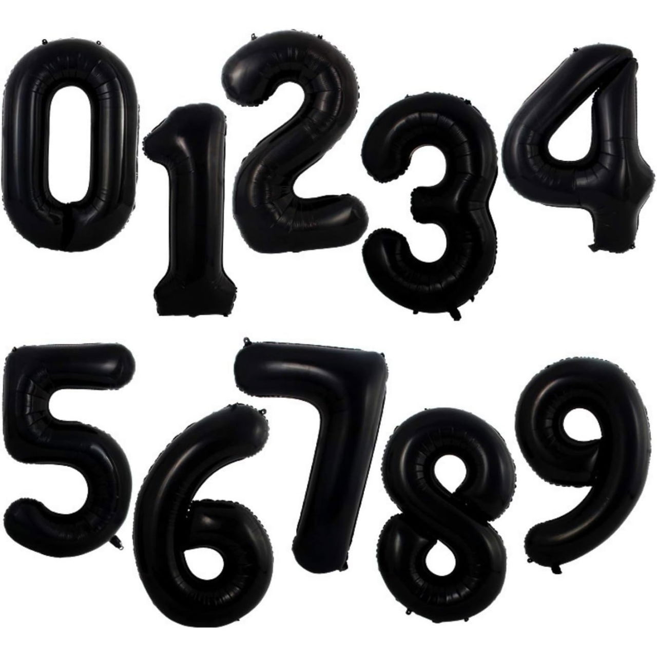 Balon din Folie Metalizata Flippy, Figurina Cifra, Tema Aniversare 40 cm, Ambalaj Individual, Pai inclus, Umflare cu Aer sau Heliu, Negru, Cifra 5 [9]