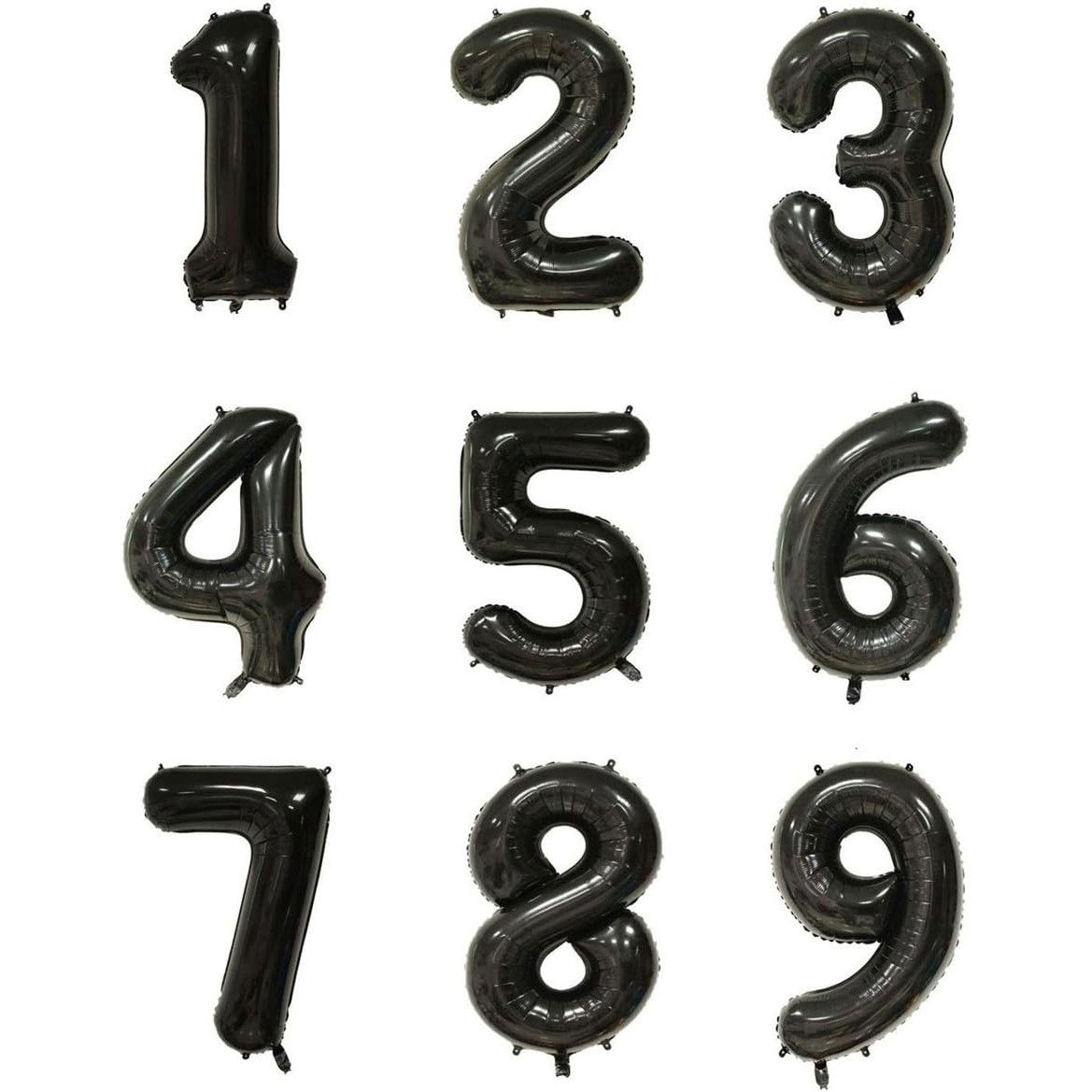 Balon din Folie Metalizata Flippy, Figurina Cifra, Tema Aniversare 40 cm, Ambalaj Individual, Pai inclus, Umflare cu Aer sau Heliu, Negru, Cifra 7 [7]