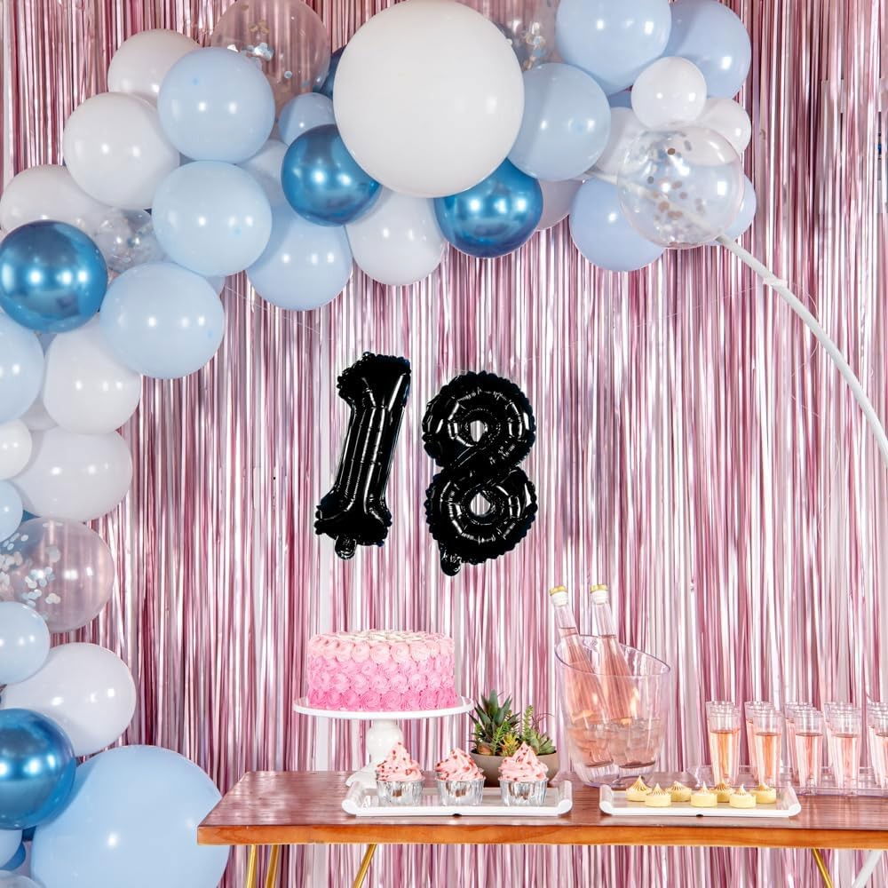 Balon din Folie Metalizata Flippy, Figurina Cifra, Tema Aniversare 40 cm, Ambalaj Individual, Pai inclus, Umflare cu Aer sau Heliu, Negru, Cifra 8 [4]