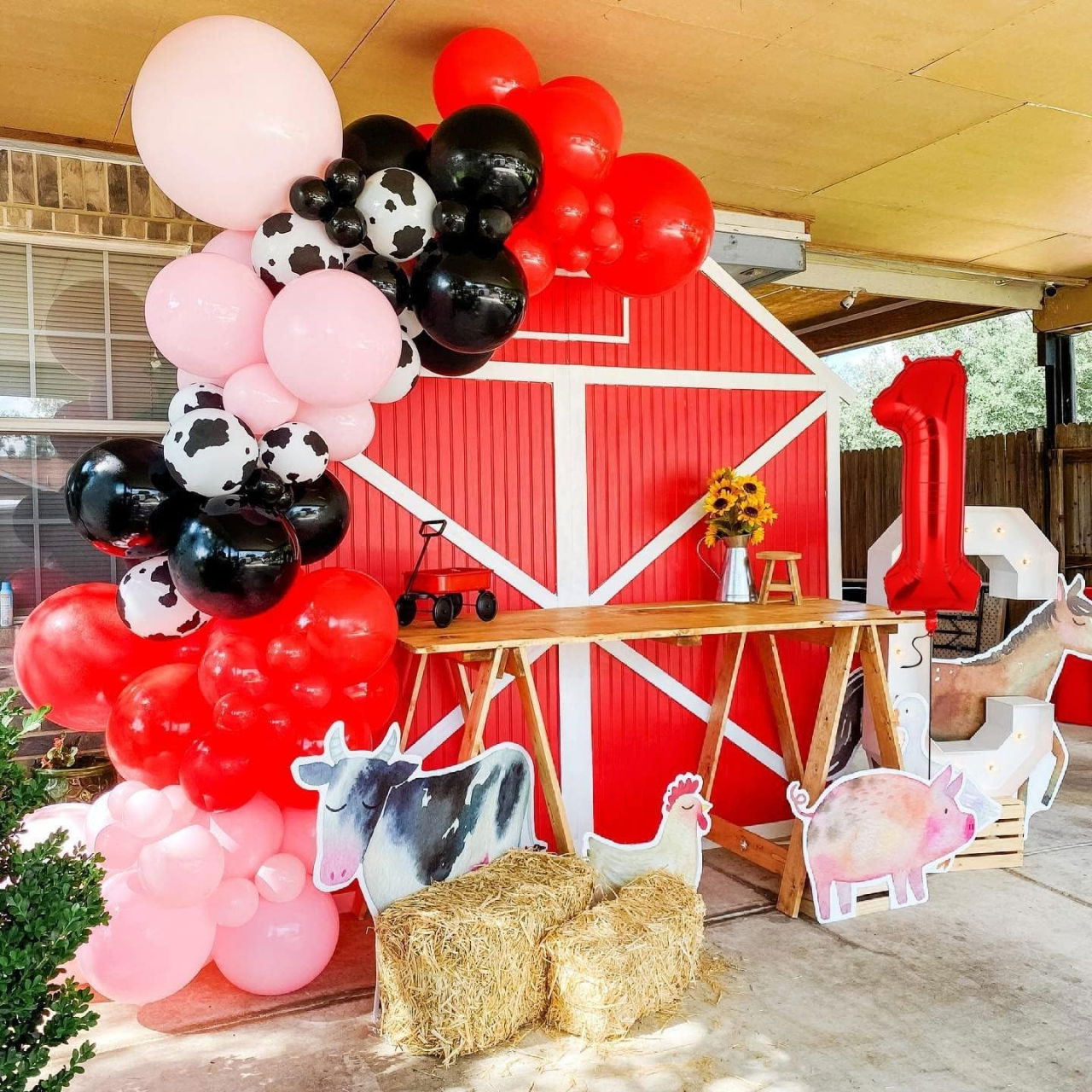 Balon din Folie Metalizata Flippy, Figurina Cifra, Tema Aniversare 40 cm, Ambalaj Individual, Pai inclus, Umflare cu Aer sau Heliu, Rosu, Cifra 1 [15]