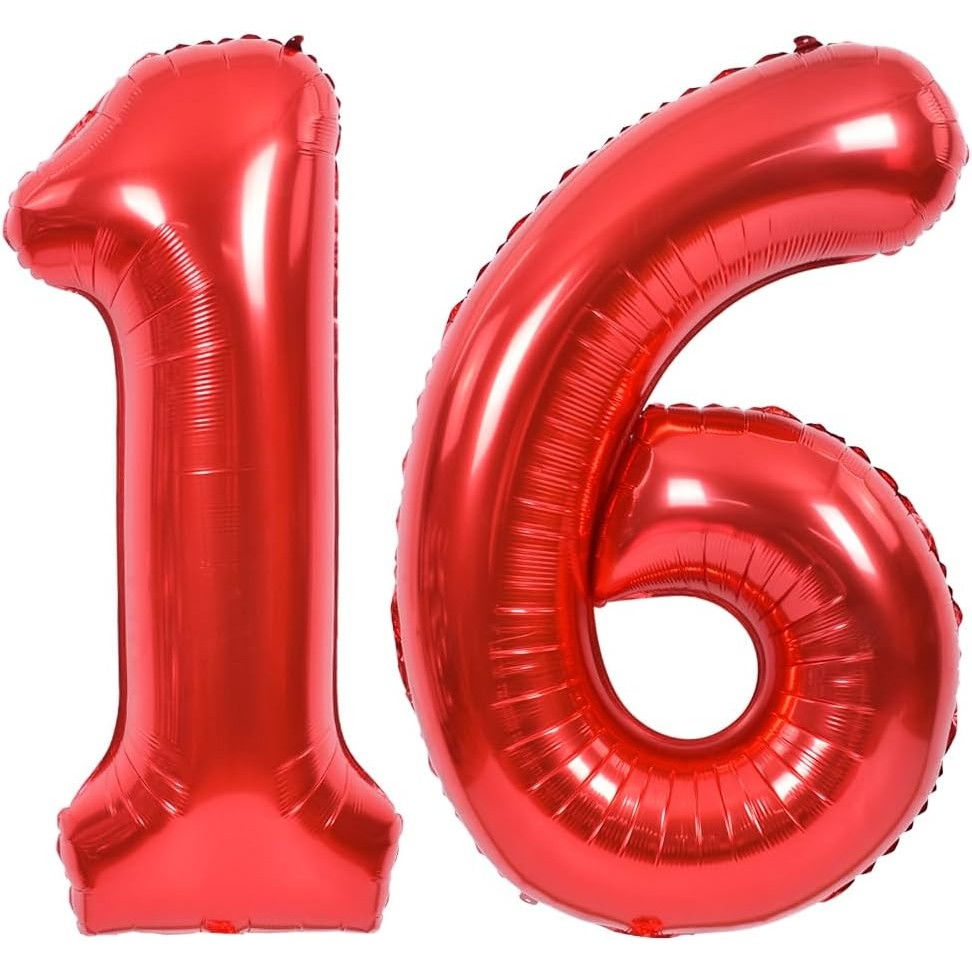 Balon din Folie Metalizata Flippy, Figurina Cifra, Tema Aniversare 40 cm, Ambalaj Individual, Pai inclus, Umflare cu Aer sau Heliu, Rosu, Cifra 1 [11]