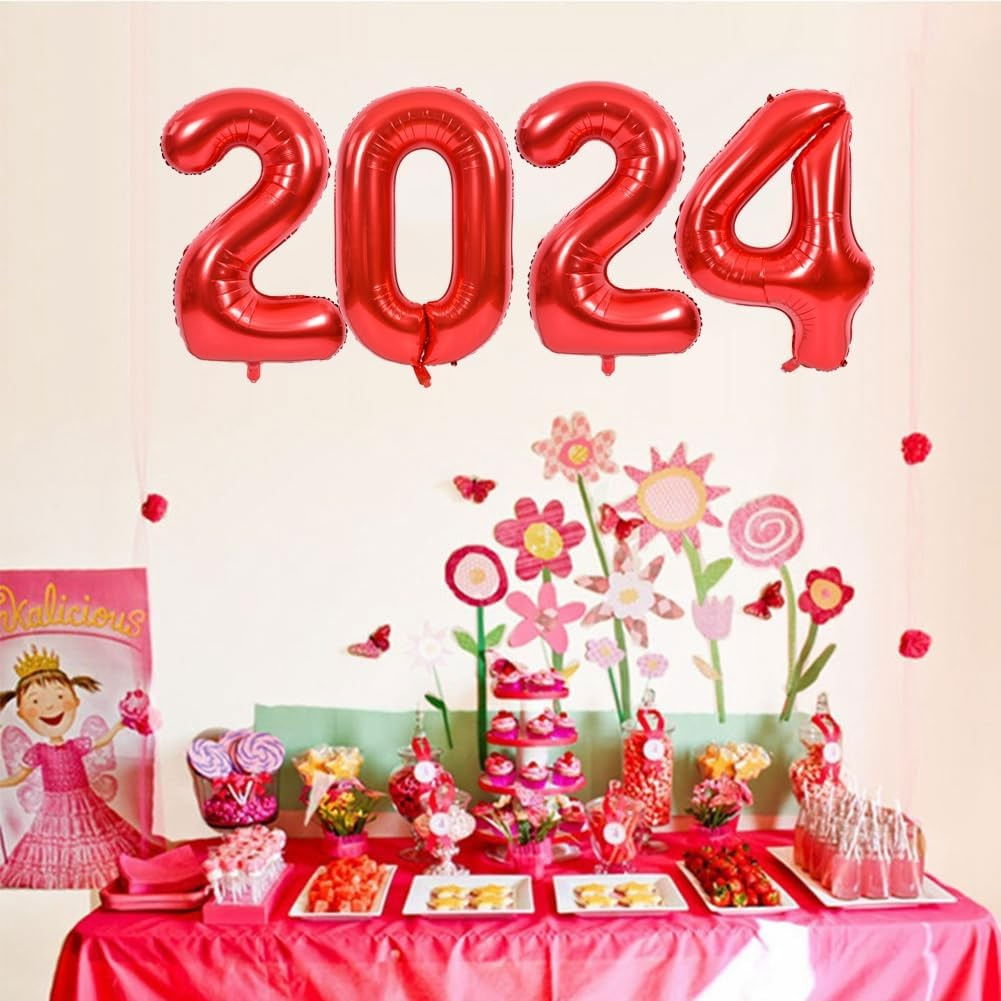 Balon din Folie Metalizata Flippy, Figurina Cifra, Tema Aniversare 40 cm, Ambalaj Individual, Pai inclus, Umflare cu Aer sau Heliu, Rosu, Cifra 2 [5]