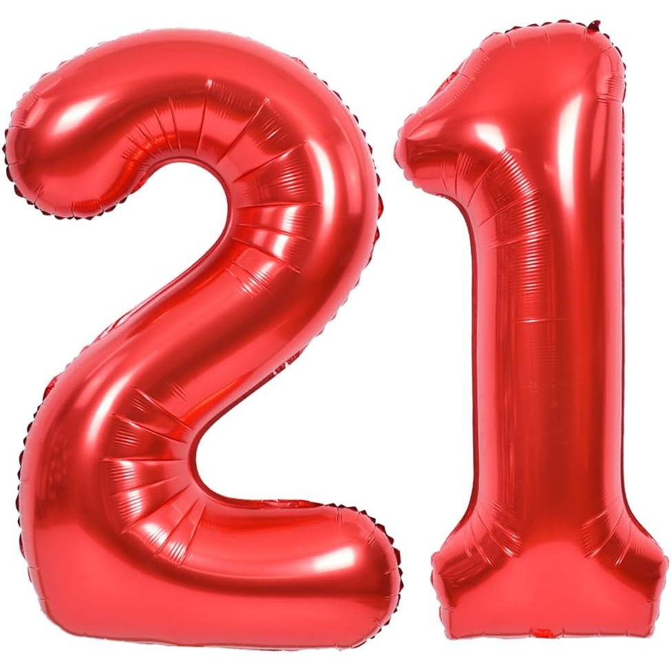 Balon din Folie Metalizata Flippy, Figurina Cifra, Tema Aniversare 40 cm, Ambalaj Individual, Pai inclus, Umflare cu Aer sau Heliu, Rosu, Cifra 2 [8]