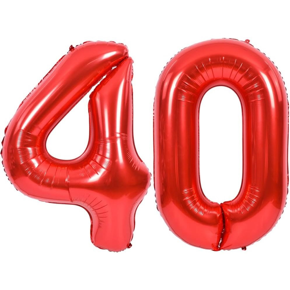 Balon din Folie Metalizata Flippy, Figurina Cifra, Tema Aniversare 40 cm, Ambalaj Individual, Pai inclus, Umflare cu Aer sau Heliu, Rosu, Cifra 4 [9]