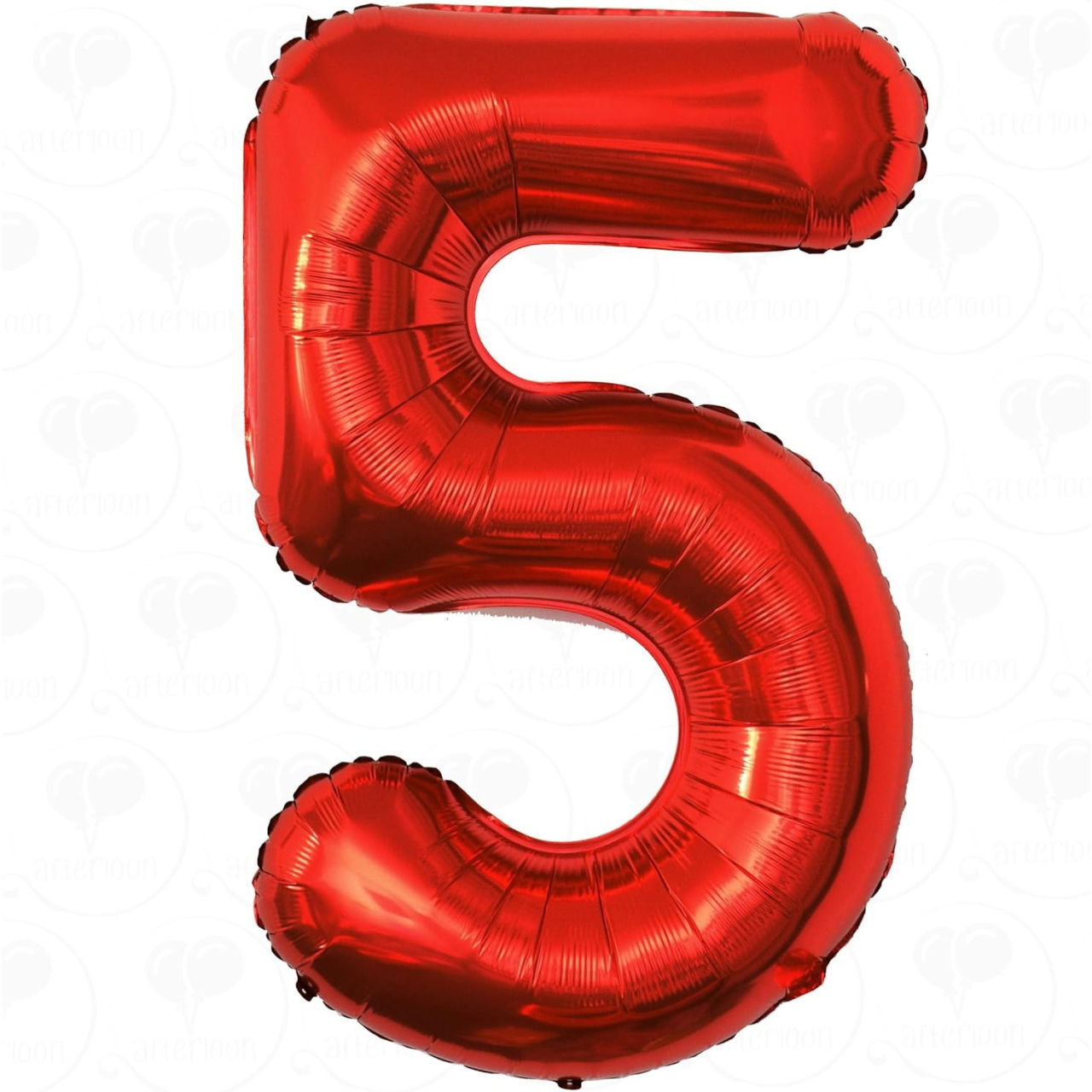 Balon din Folie Metalizata Flippy, Figurina Cifra, Tema Aniversare 40 cm, Ambalaj Individual, Pai inclus, Umflare cu Aer sau Heliu, Rosu, Cifra 5 [1]