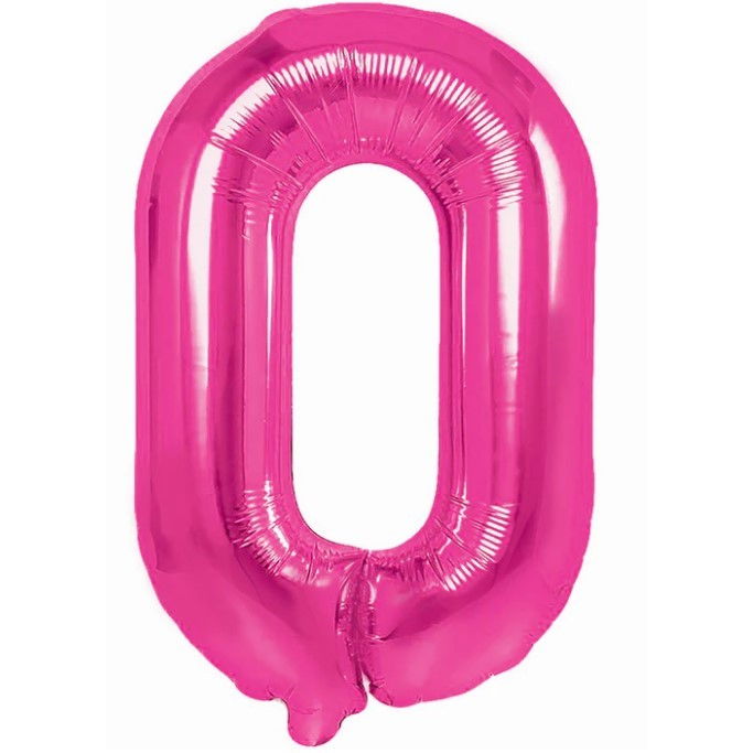 Balon din Folie Metalizata Flippy, Figurina Cifra, Tema Aniversare 40 cm, Ambalaj Individual, Pai inclus, Umflare cu Aer sau Heliu, Roz, Cifra 0 [1]