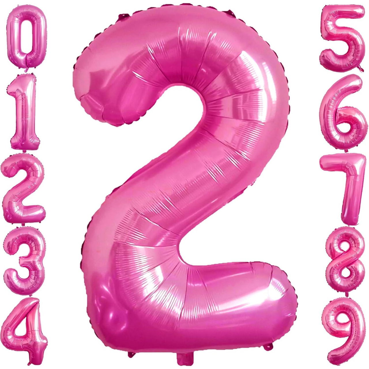 Balon din Folie Metalizata Flippy, Figurina Cifra, Tema Aniversare 40 cm, Ambalaj Individual, Pai inclus, Umflare cu Aer sau Heliu, Roz, Cifra 2 [6]
