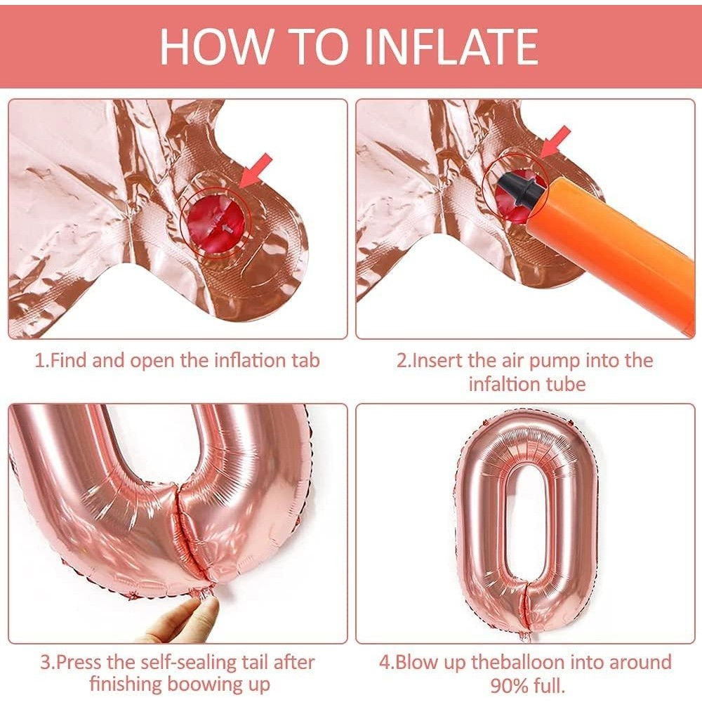 Balon din Folie Metalizata Flippy, Figurina Cifra, Tema Aniversare 40 cm, Ambalaj Individual, Pai inclus, Umflare cu Aer sau Heliu, Roz Gold, Cifra 6 [5]