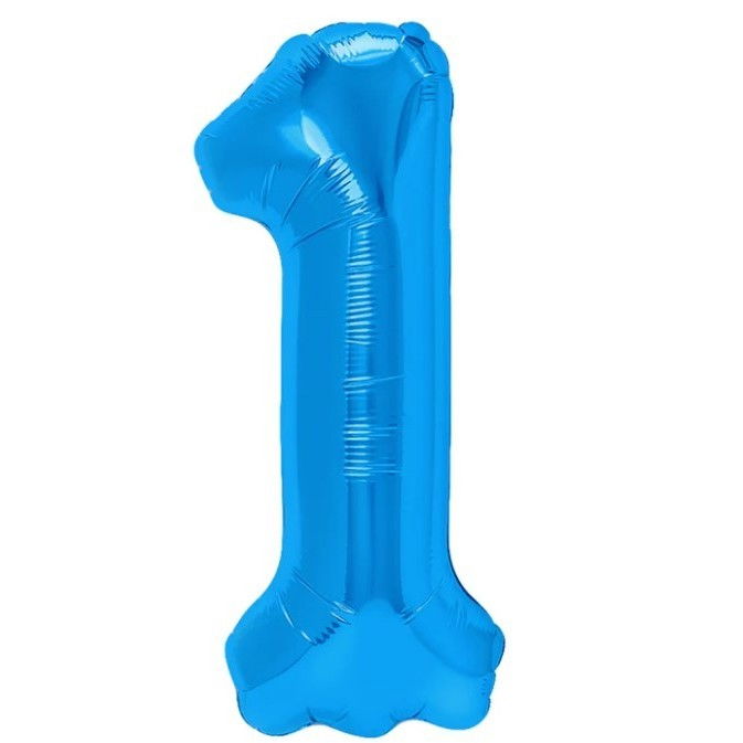 Balon din Folie Metalizata, Flippy, Figurina Cifra, Tema Aniversare 80 cm, Ambalaj Individual, Pai inclus, Umflare cu Aer sau Heliu, Albastru, Cifra 1 [1]
