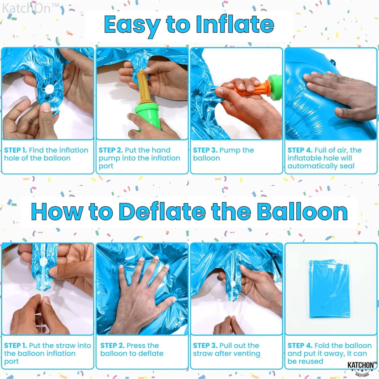 Balon din Folie Metalizata, Flippy, Figurina Cifra, Tema Aniversare 80 cm, Ambalaj Individual, Pai inclus, Umflare cu Aer sau Heliu, Albastru, Cifra 7 [6]