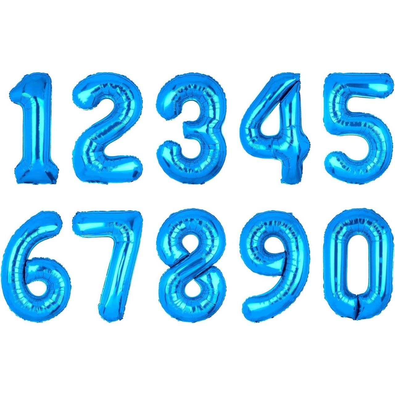 Balon din Folie Metalizata, Flippy, Figurina Cifra, Tema Aniversare 80 cm, Ambalaj Individual, Pai inclus, Umflare cu Aer sau Heliu, Albastru, Cifra 7 [2]
