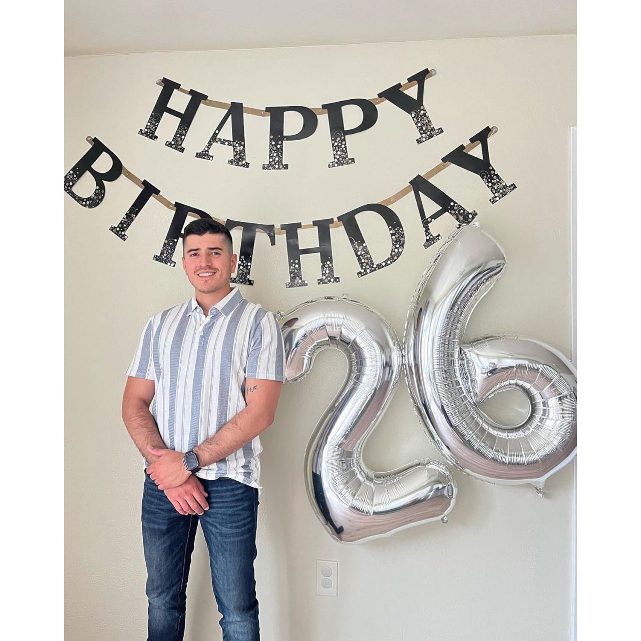 Balon din Folie Metalizata, Flippy, Figurina Cifra, Tema Aniversare 80 cm, Ambalaj Individual, Pai inclus, Umflare cu Aer sau Heliu, Argintiu, Cifra 6 [7]