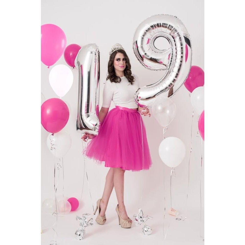 Balon din Folie Metalizata, Flippy, Figurina Cifra, Tema Aniversare 80 cm, Ambalaj Individual, Pai inclus, Umflare cu Aer sau Heliu, Argintiu, Cifra 9 [7]