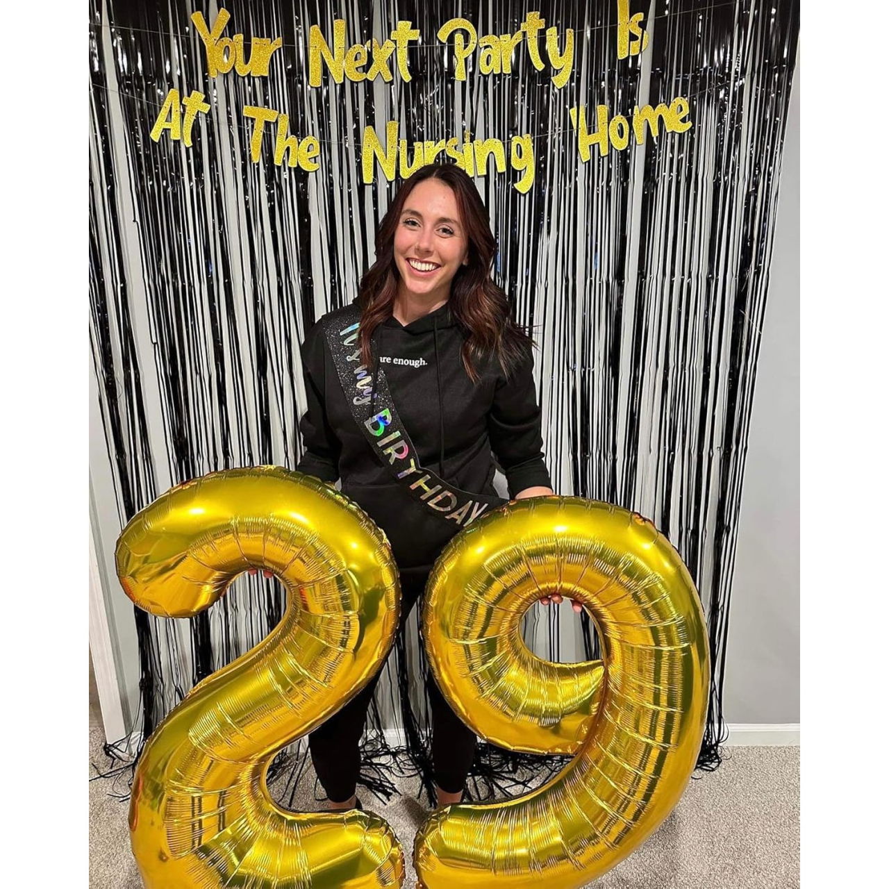 Balon din Folie Metalizata Flippy, Figurina Cifra, Tema Aniversare 80 cm, Ambalaj Individual, Pai inclus, Umflare cu Aer sau Heliu, Auriu, Cifra 9 [8]