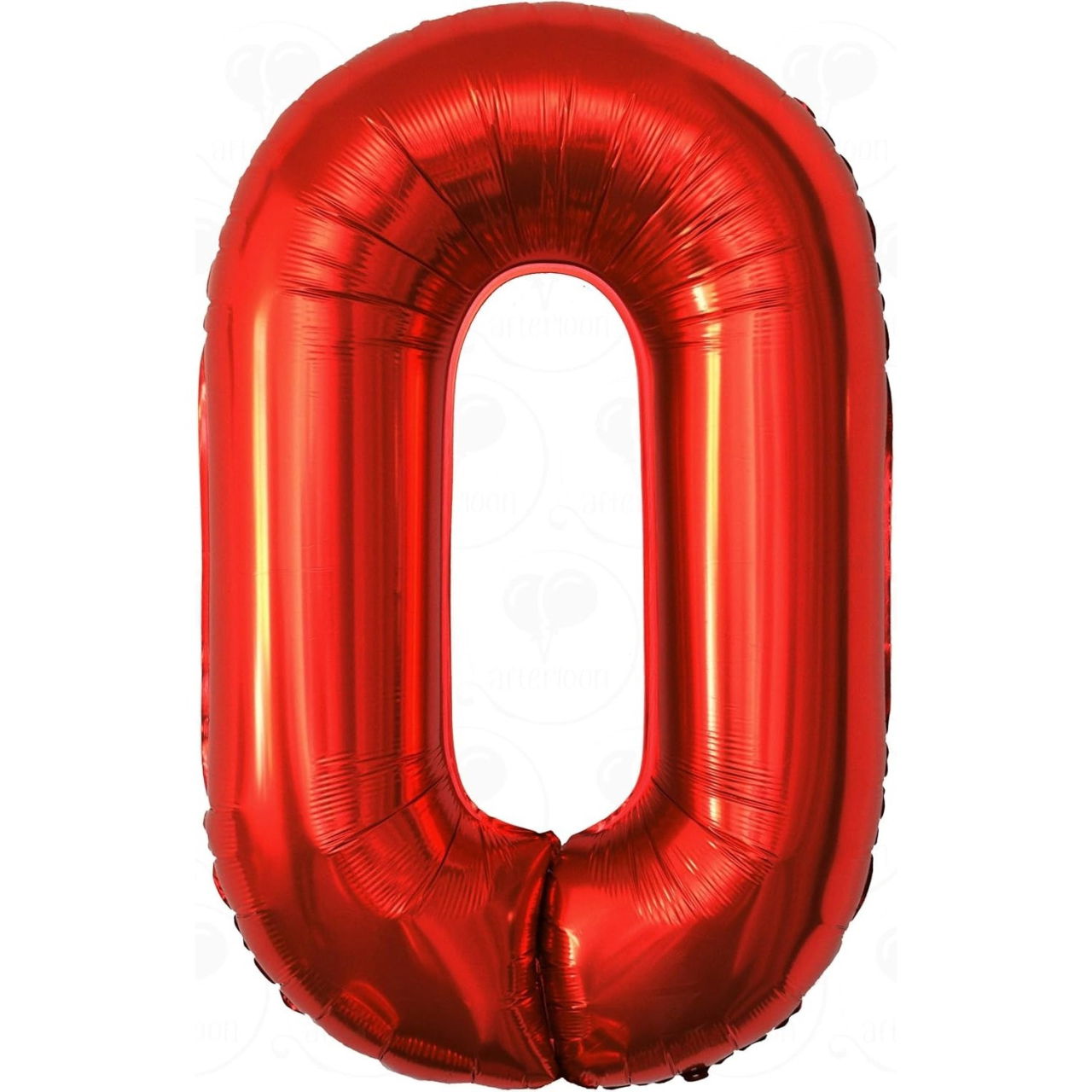 Balon din Folie Metalizata Flippy, Figurina Cifra, Tema Aniversare 80 cm, Ambalaj Individual, Pai inclus, Umflare cu Aer sau Heliu, Rosu, Cifra 0 [1]