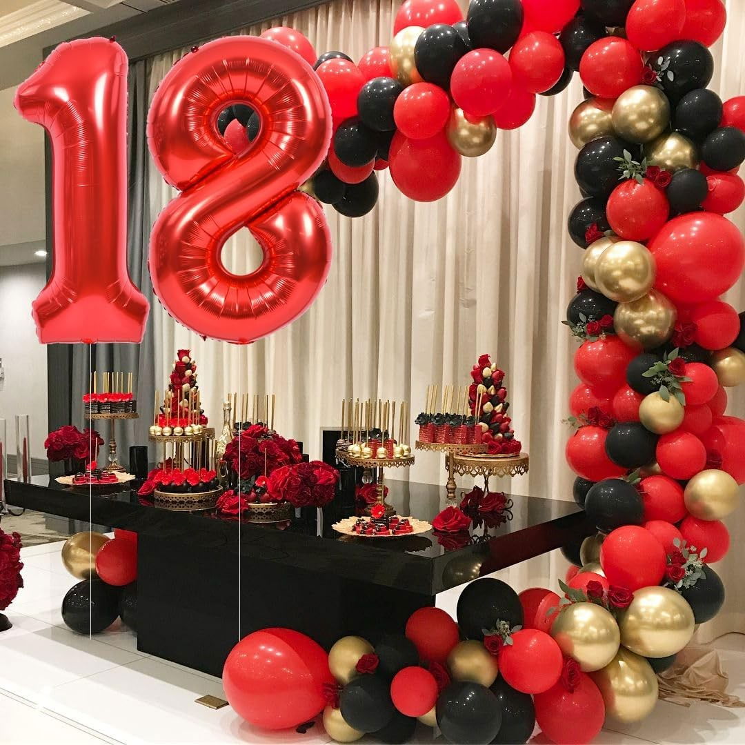 Balon din Folie Metalizata Flippy, Figurina Cifra, Tema Aniversare 80 cm, Ambalaj Individual, Pai inclus, Umflare cu Aer sau Heliu, Rosu, Cifra 8 [5]