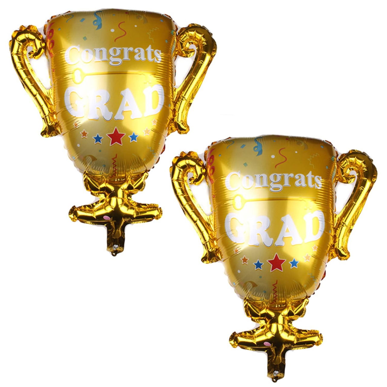 Balon din Folie Metalizata, Flippy, Figurina Cupa, Tema Absolvire, 65x72cm, Ambalaj Individual, Pai Inclus, Umflare cu Aer sau Heliu, Galben [5]