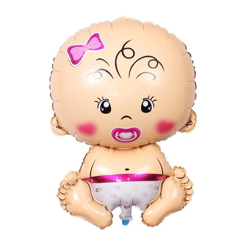 Balon din Folie Metalizata, Flippy, Figurina Fetita, Tema Botez, 73x48 cm, Ambalaj Individual, Pai Inclus, Umflare cu Aer sau Heliu, Roz [1]