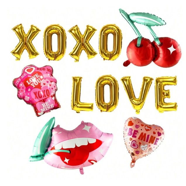 Balon din Folie Metalizata, Flippy, Figurina Inimioara, Model BE MINE, Tematica Iubire, 45 cm, Ambalaj Individual, Pai Inclus, Umflare cu Aer sau Heliu, Rosu [5]