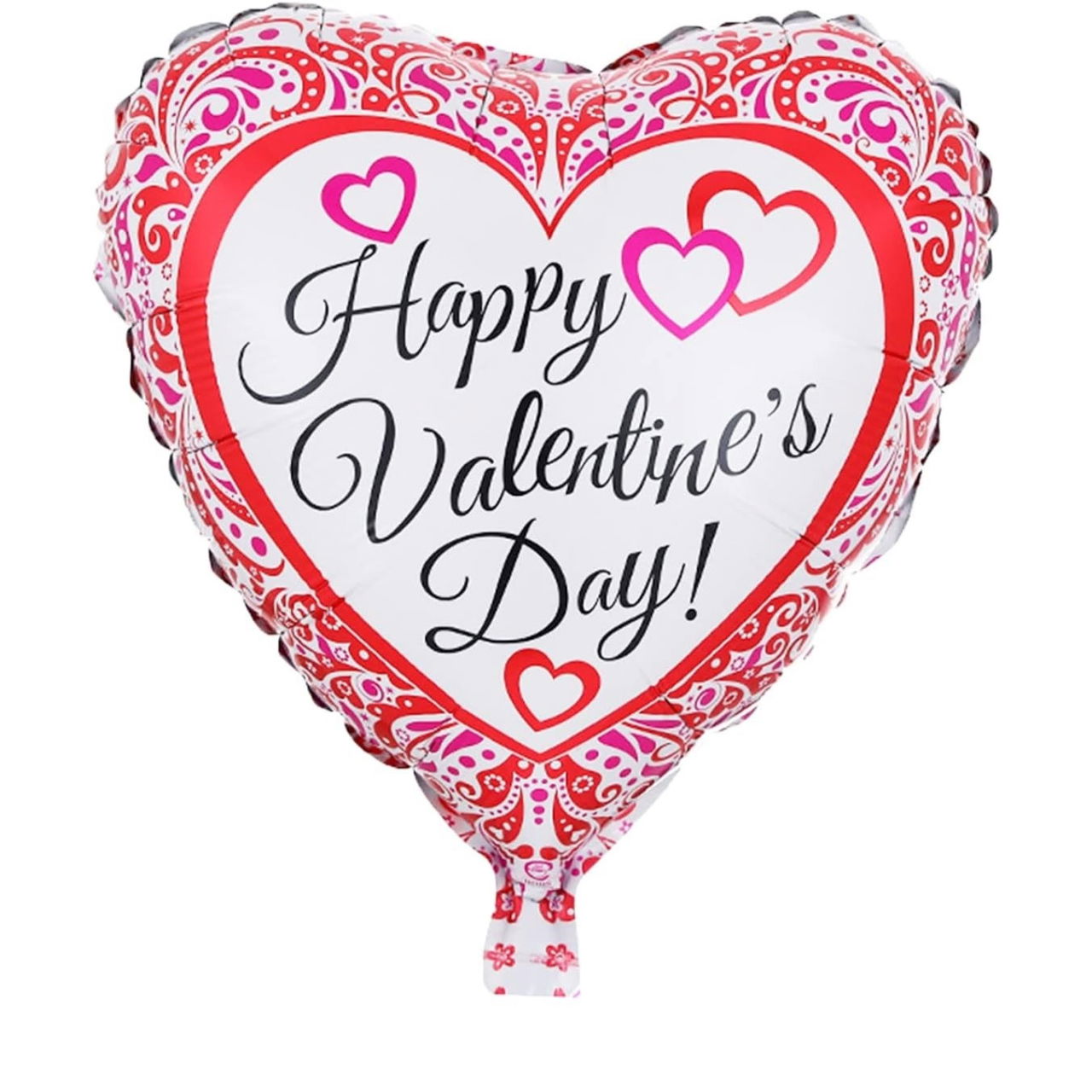 Balon din Folie Metalizata, Flippy, Figurina Inimioara, Model Happy Valentine's Day, Tematica Iubire, 45 cm, Ambalaj Individual, Pai Inclus, Umflare cu Aer sau Heliu, Rosu [2]