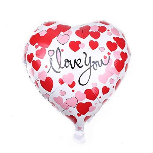 Balon din Folie Metalizata, Flippy, Figurina Inimioara, Model I LOVE YOU, Tematica Iubire, 45 cm, Ambalaj Individual, Pai Inclus, Umflare cu Aer sau Heliu, Rosu [4]