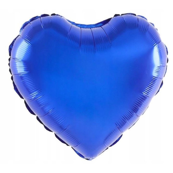Balon din Folie Metalizata, Flippy, Figurina Inimioara, Model Simplu, Tematica Iubire, 40 cm, Ambalaj Individual, Pai Inclus, Umflare cu Aer sau Heliu, Albastru [1]
