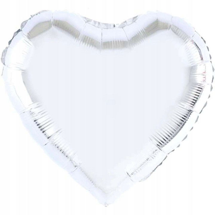 Balon din Folie Metalizata, Flippy, Figurina Inimioara, Model Simplu, Tematica Iubire, 40 cm, Ambalaj Individual, Pai Inclus, Umflare cu Aer sau Heliu, Argintiu [1]