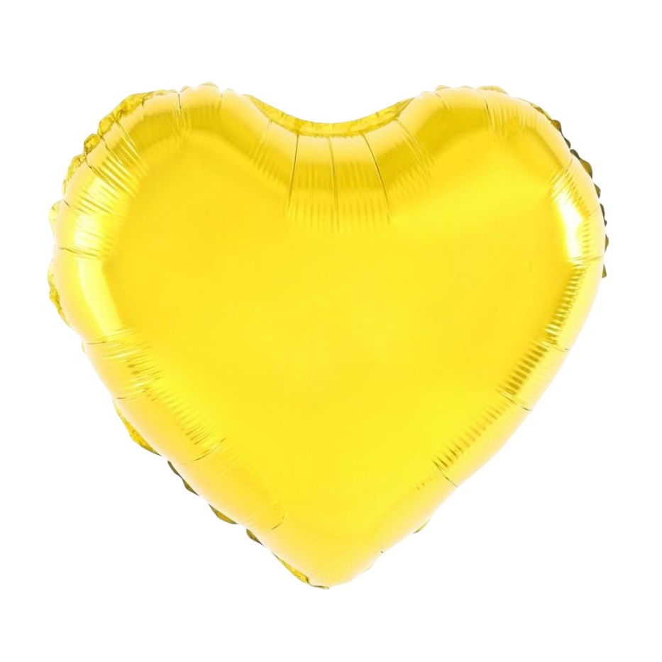 Balon din Folie Metalizata, Flippy, Figurina Inimioara, Model Simplu, Tematica Iubire, 40 cm, Ambalaj Individual, Pai Inclus, Umflare cu Aer sau Heliu, Auriu [1]