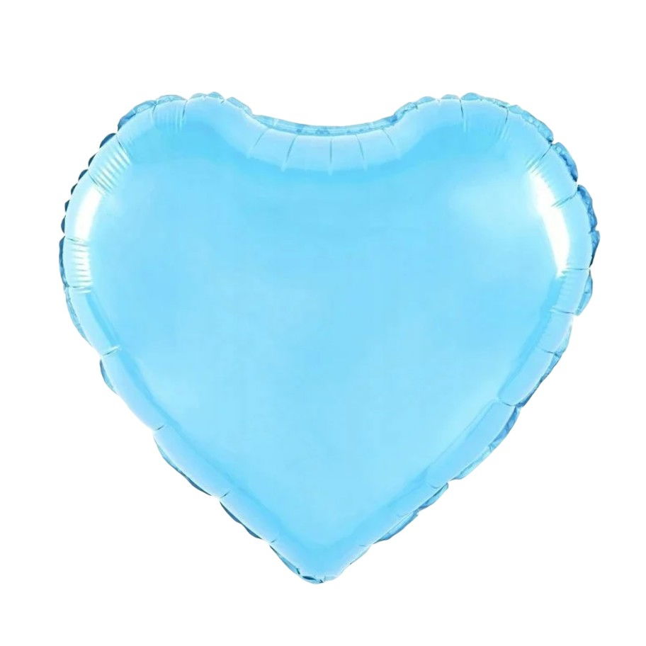 Balon din Folie Metalizata, Flippy, Figurina Inimioara, Model Simplu, Tematica Iubire, 40 cm, Ambalaj Individual, Pai Inclus, Umflare cu Aer sau Heliu, Bleu [1]